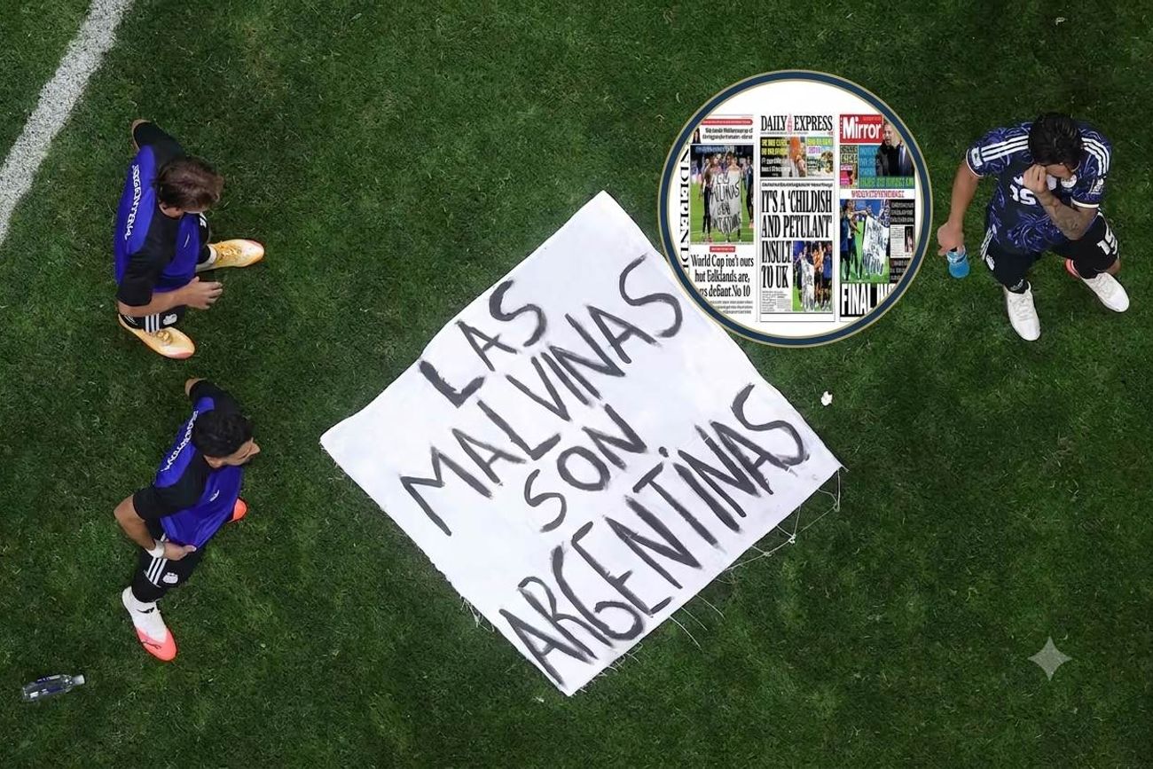 La reacción de los medios británicos ante la bandera de "Las Malvinas son Argentinas", desplegada por los jugadores de la selección tras el partido contra Inglaterra. 