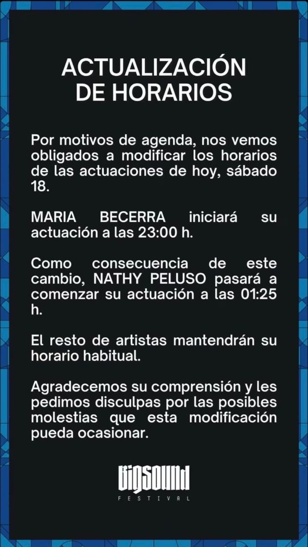 El cambió en la agenda de María Becerra.