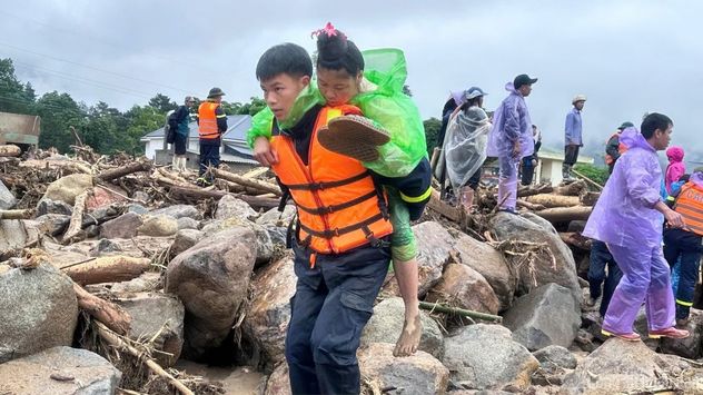 Inundaciones y deslizamientos de tierra en la provincia de Lai Chau, Vietnam.