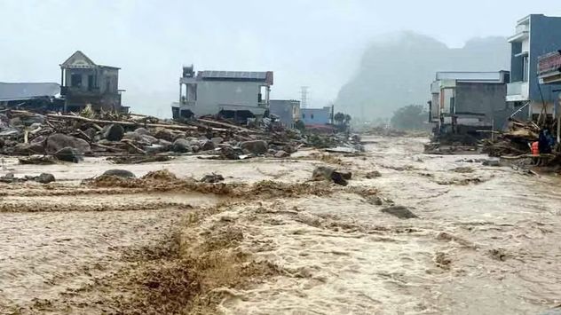 Inundaciones y deslizamientos de tierra en la provincia de Lai Chau, Vietnam.