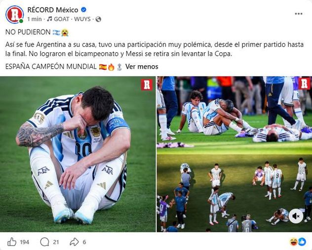 Los posteos del diario mexicano Récord.