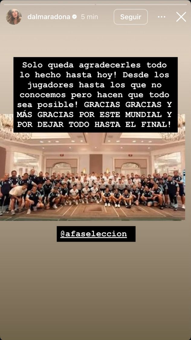 El mensaje mundialista de Dalma Maradona.