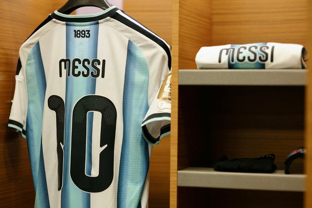 Vestuario de la selección argentina.