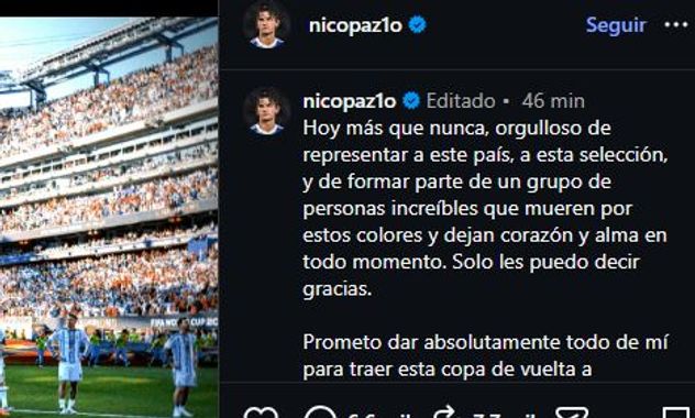 Nico Paz rompió el silencio tras la derrota de Argentina.