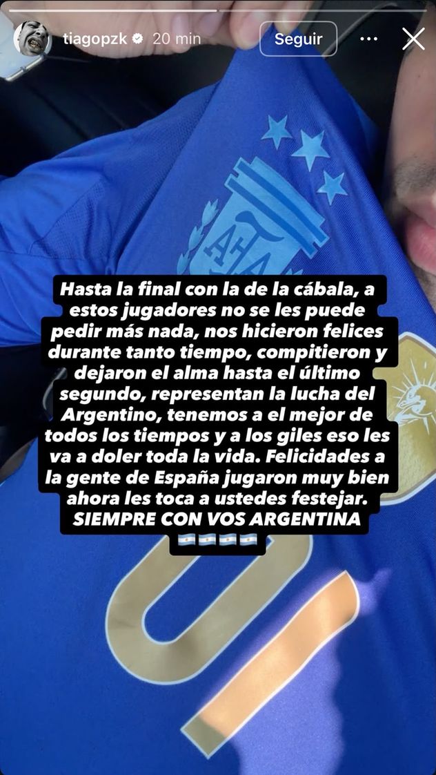 El mensaje mundialista de Tiago PZK.