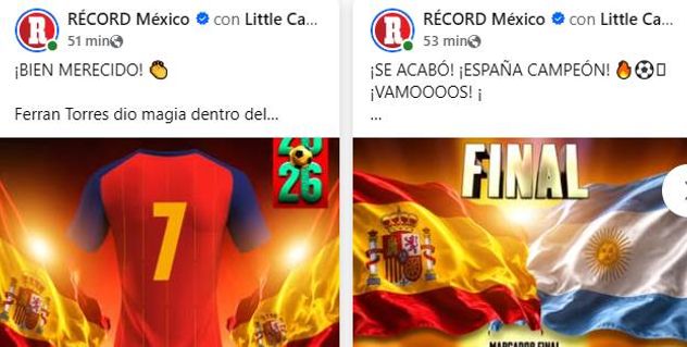 Los posteos del diario mexicano Récord.