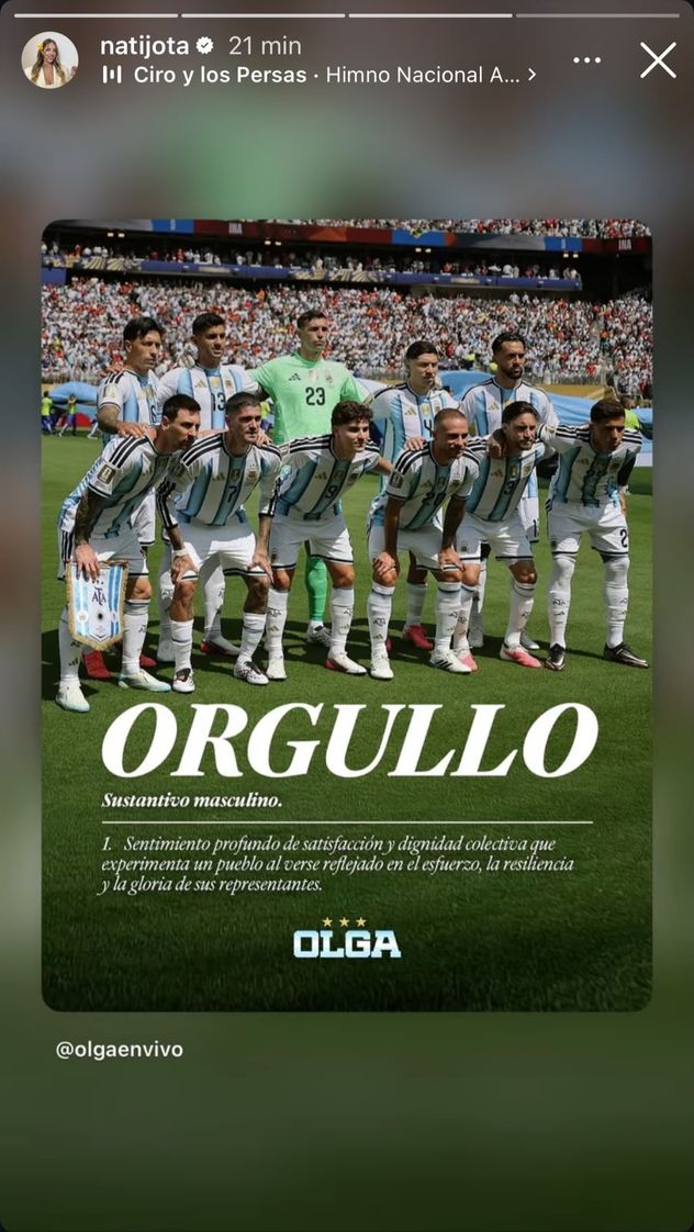 El mensaje mundialista de Nati Jota.