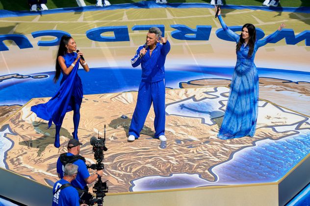 Robbie Williams, Laura Pausini y Nicole Scherzinger en la final de la Copa del Mundo 2026.