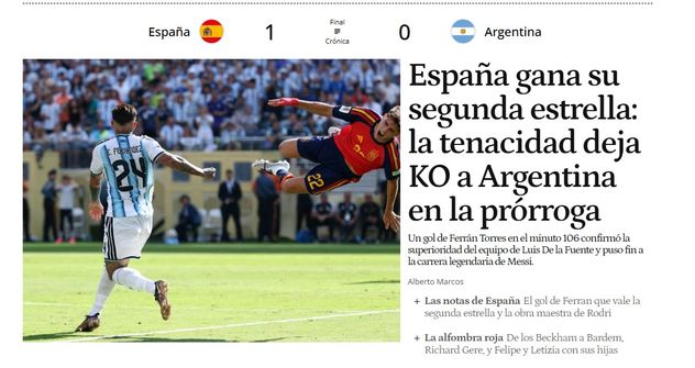 Así reaccionaron los medios españoles frente a su victoria frente a Argentina en el Mundial 2026