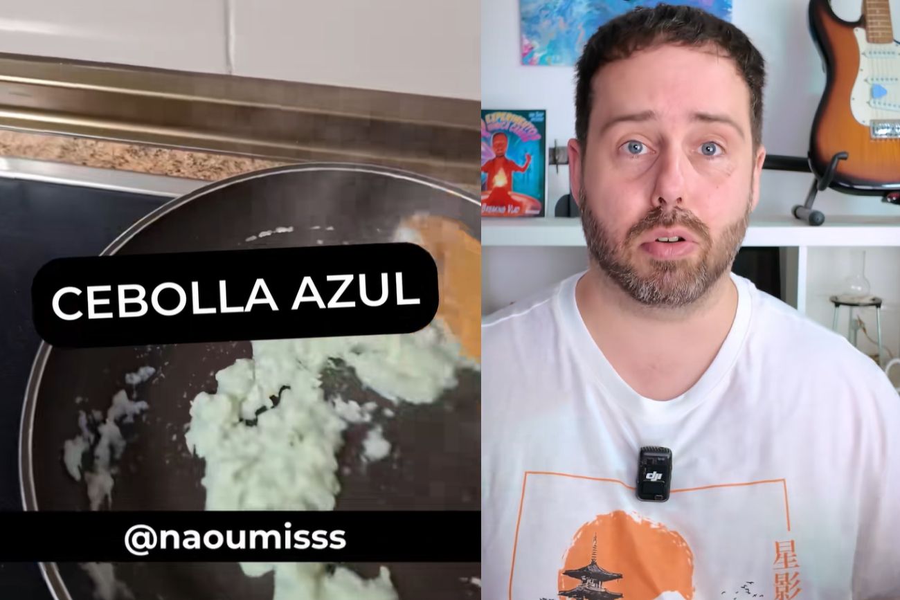 "No tiene nada de tóxico": freía una cebolla, se le volvió de color azul y un químico viral explicó el misterio