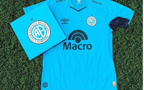 La camiseta de Belgrano, con la estrella del campeón, se vende con un un packaging especial. (Prensa Belgrano)