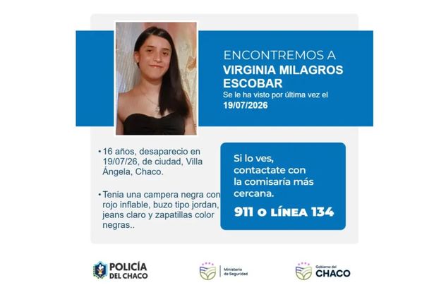 Chaco: buscan a una adolescente de 16 años desaparecida