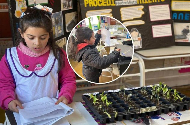 Andrea, la única alumna de una escuela de Pocho que desarrolla junto con su maestra, Fanny, un innovador proyecto de huerta. 