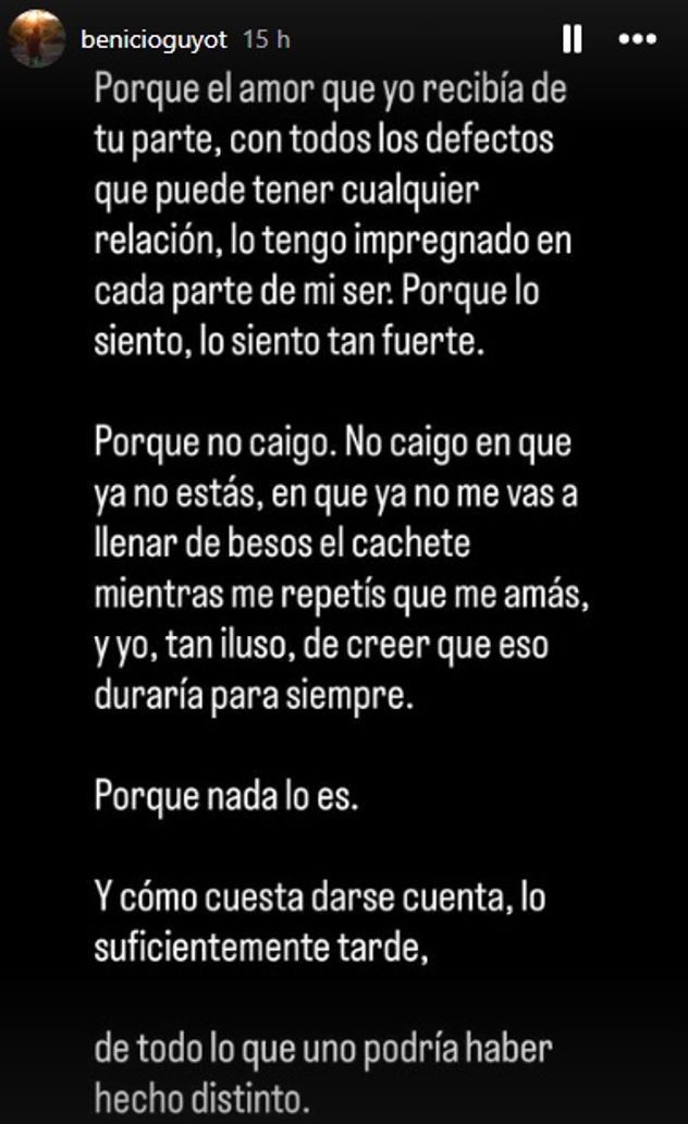 La carta abierta que compartió Benicio Guyot para Ernestina Pais a casi un mes de su muerte