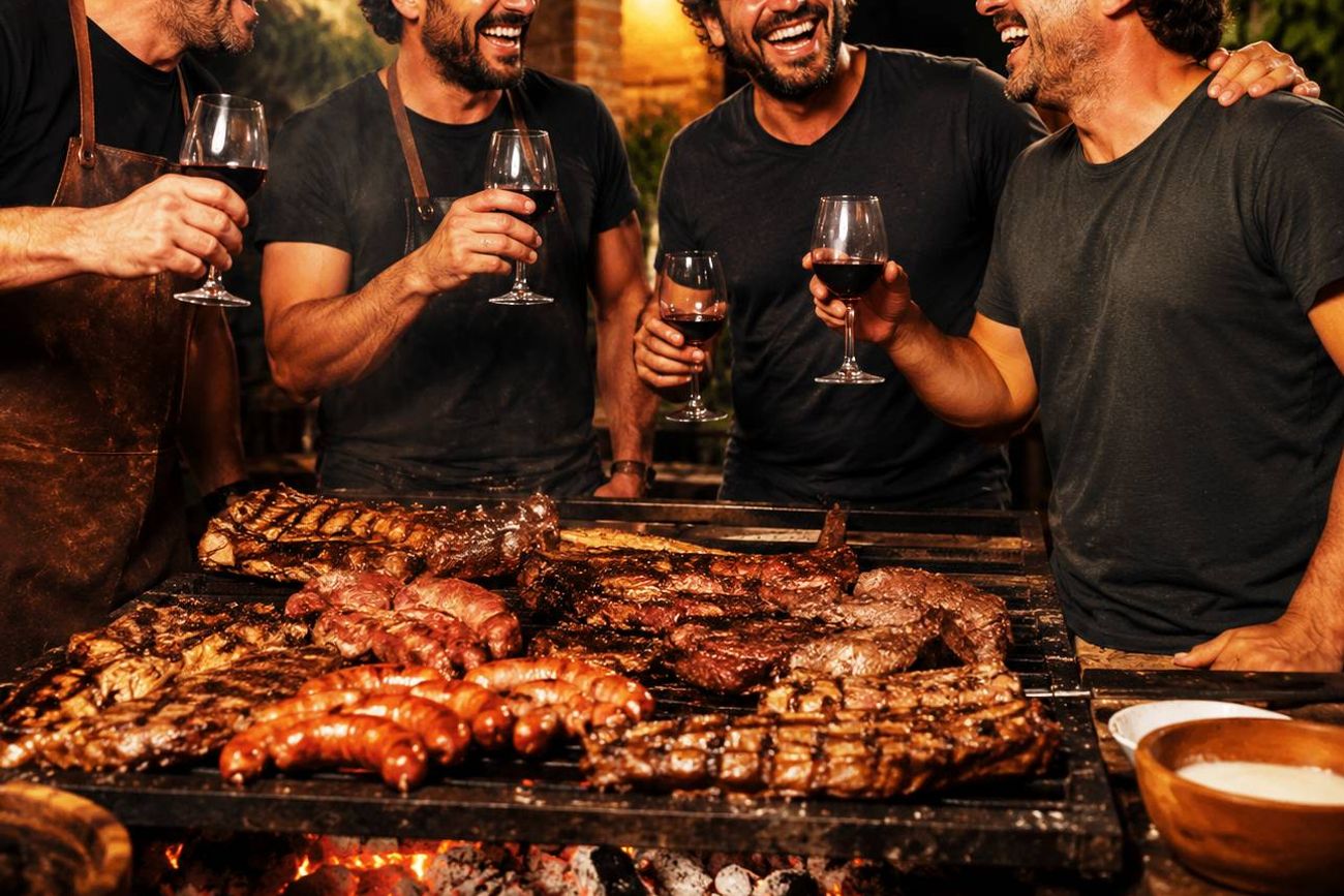 Imagen ilustrativa. Asado y amigos.