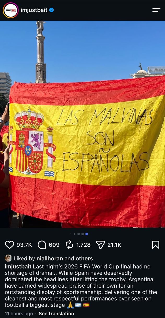 La publicación a la que Niall Horan le dio "me gusta".