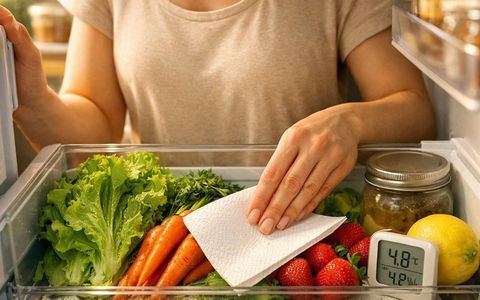 Colocar una hoja de papel absorbente en el cajón de frutas y verduras puede ayudar a controlar el exceso de humedad y prolongar la frescura de algunos alimentos.