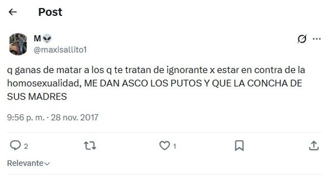 Posteo del acusado de matar a Vica Monteros.