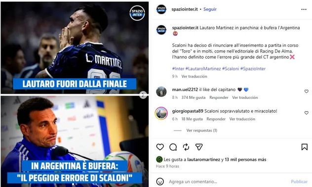 El polémico Me gusta de Lautaro Martínez.