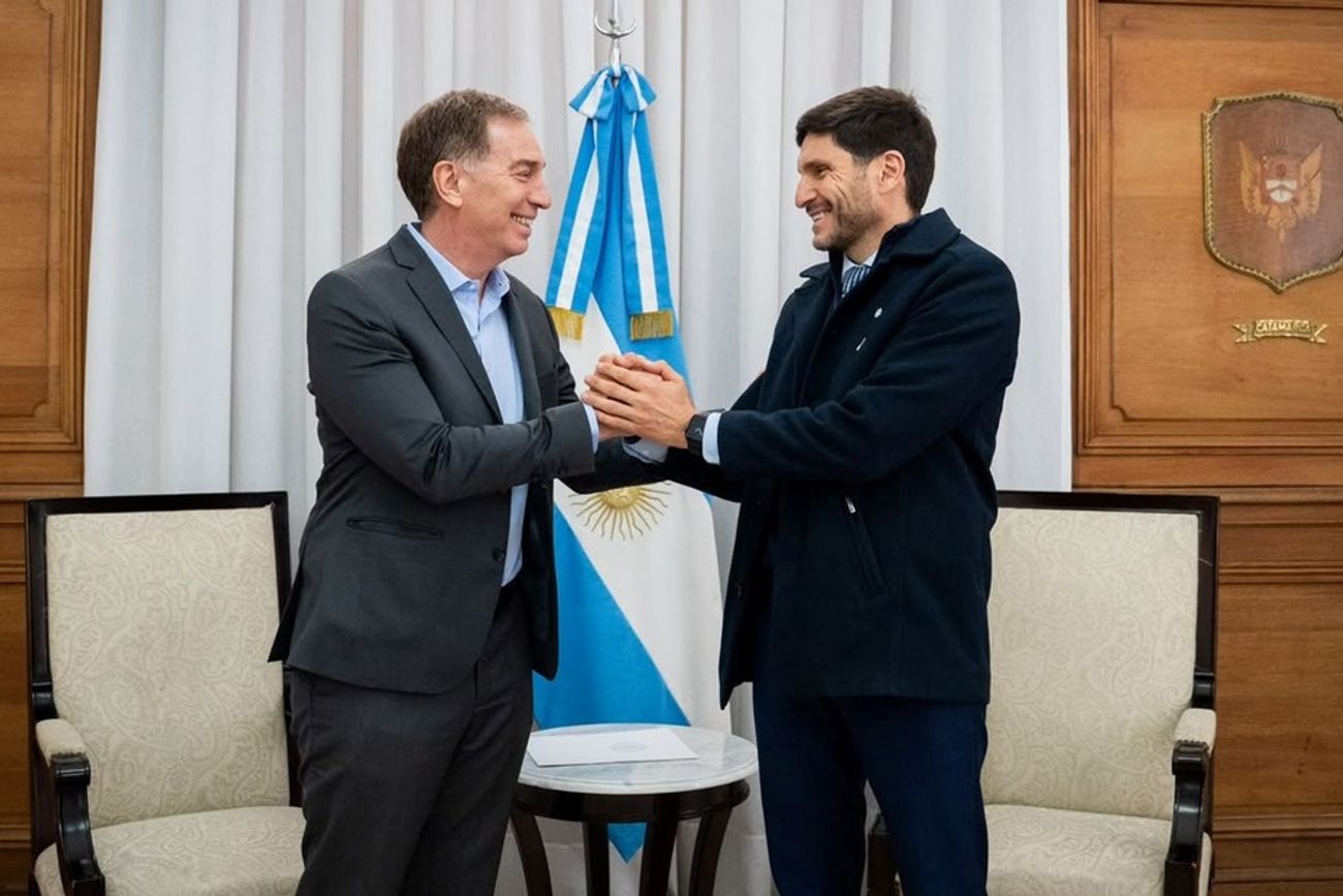 Diego Santilli y Maximiliano Pullaro en la Casa Rosada