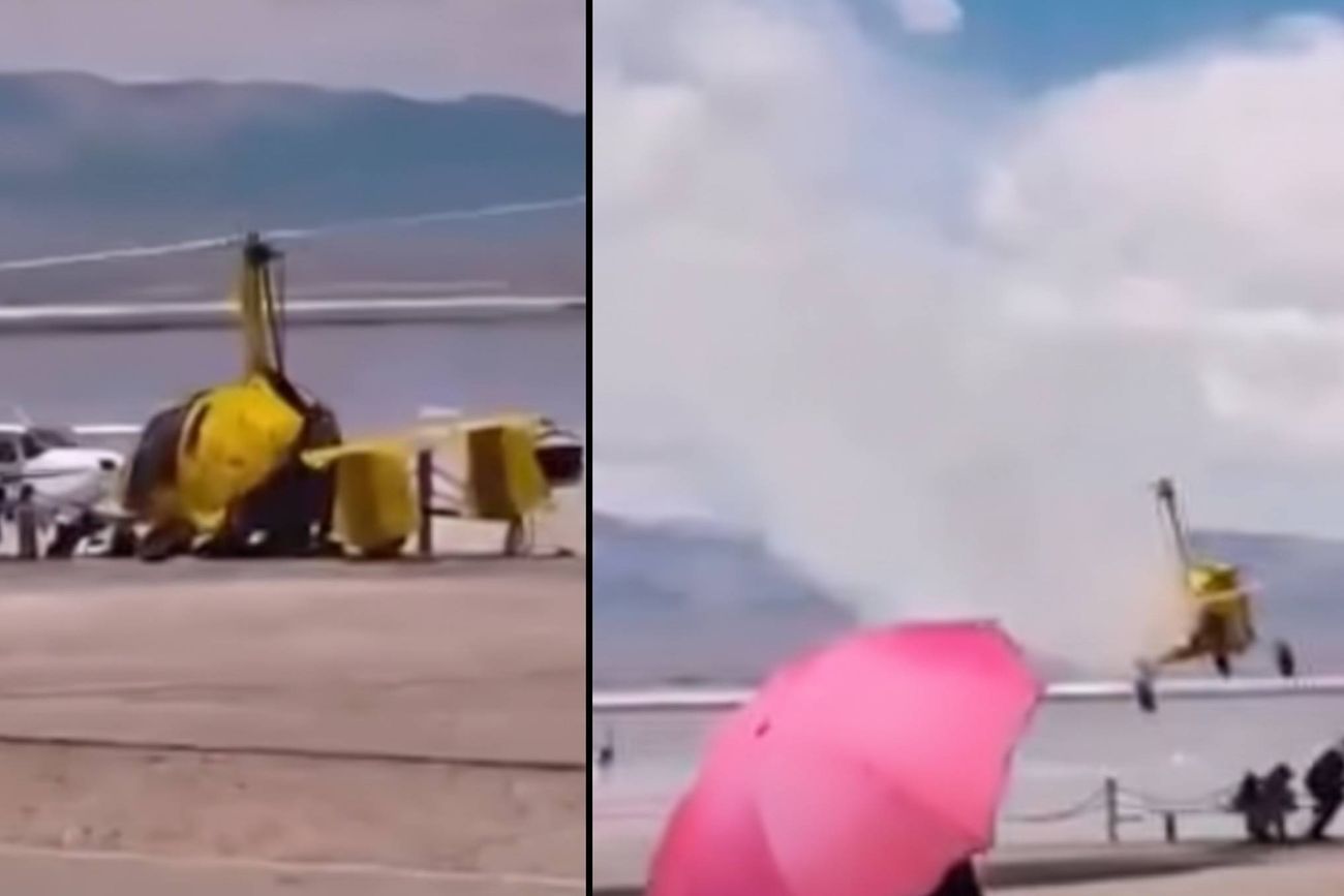Helicóptero cae sobre dos personas en China.