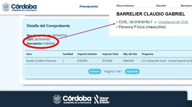 Claudio Barrelier recibió dos subsidios por parte de la Provincia en diciembre de 2025, estando ya imputado por otro caso, segun una investigación del portal Ruido.Red.