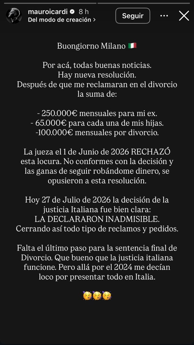 El descargo de Mauro Icardi.