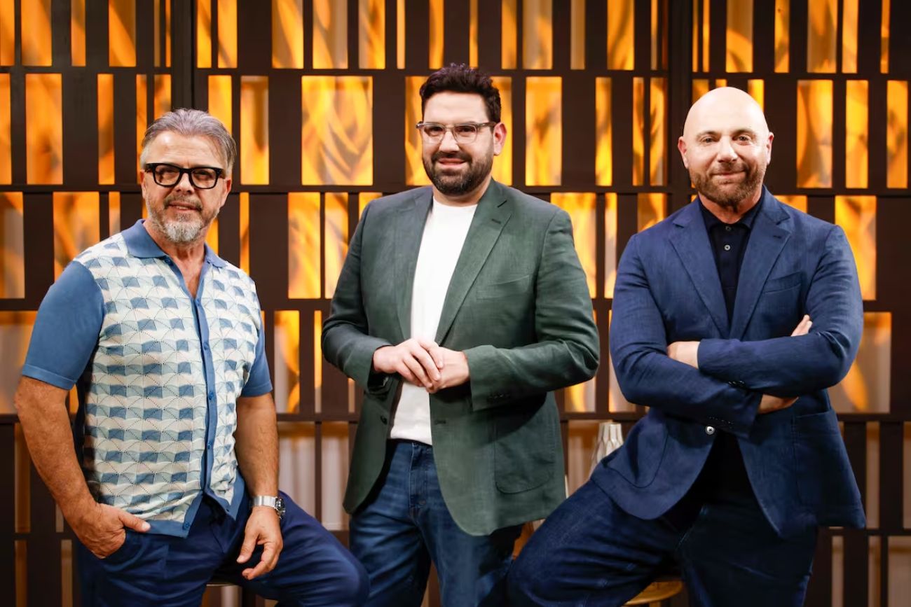 De izquierda a derecha: Donato de Santis, Damián Betular y Germán Martitegui, jurados de MasterChef Celebrity.