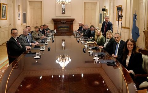 El presidente Javier Milei encabezó una reunión de gabinete ampliado junto a la directora gerente del Fondo Monetario Internacional (FMI), Kristalina Georgieva.