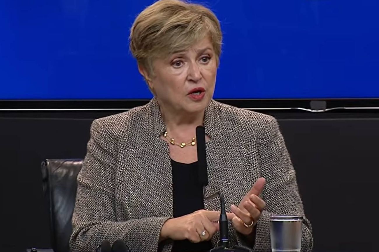 La directora del Fondo Monetario Internacional (FMI), Kristalina Georgieva, en conferencia este lunes.