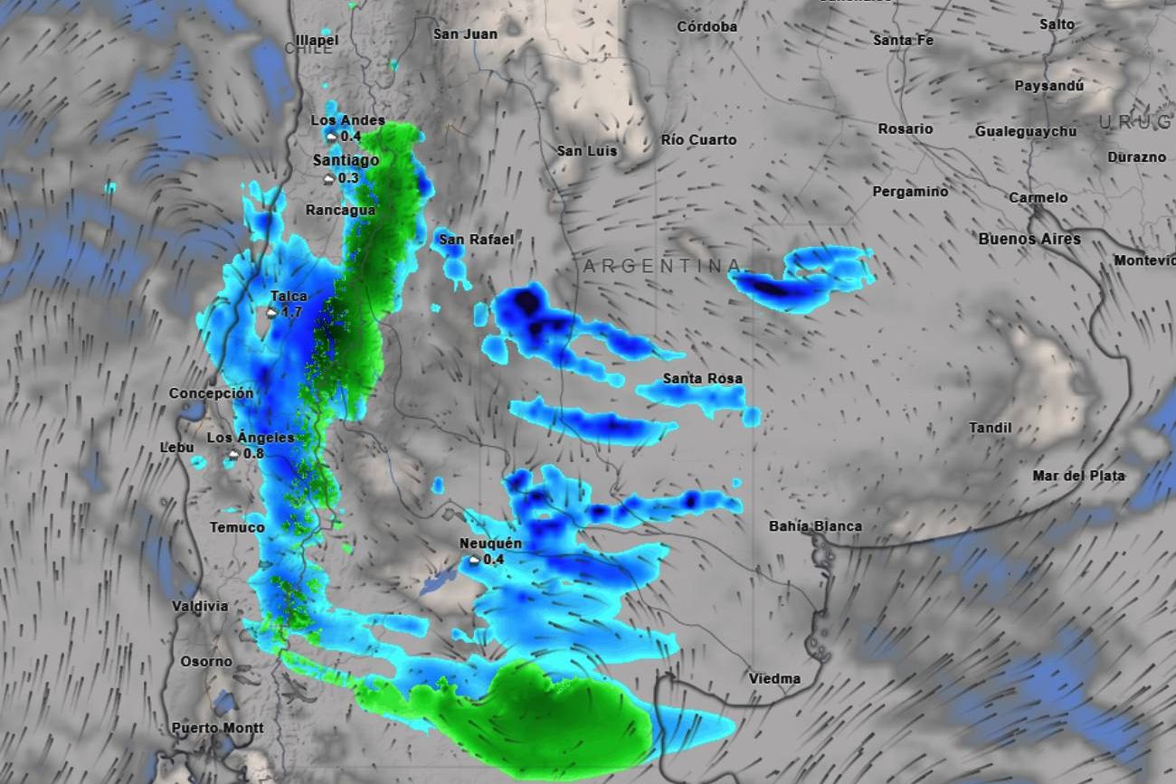 Lluvias y nevadas en Argentina.