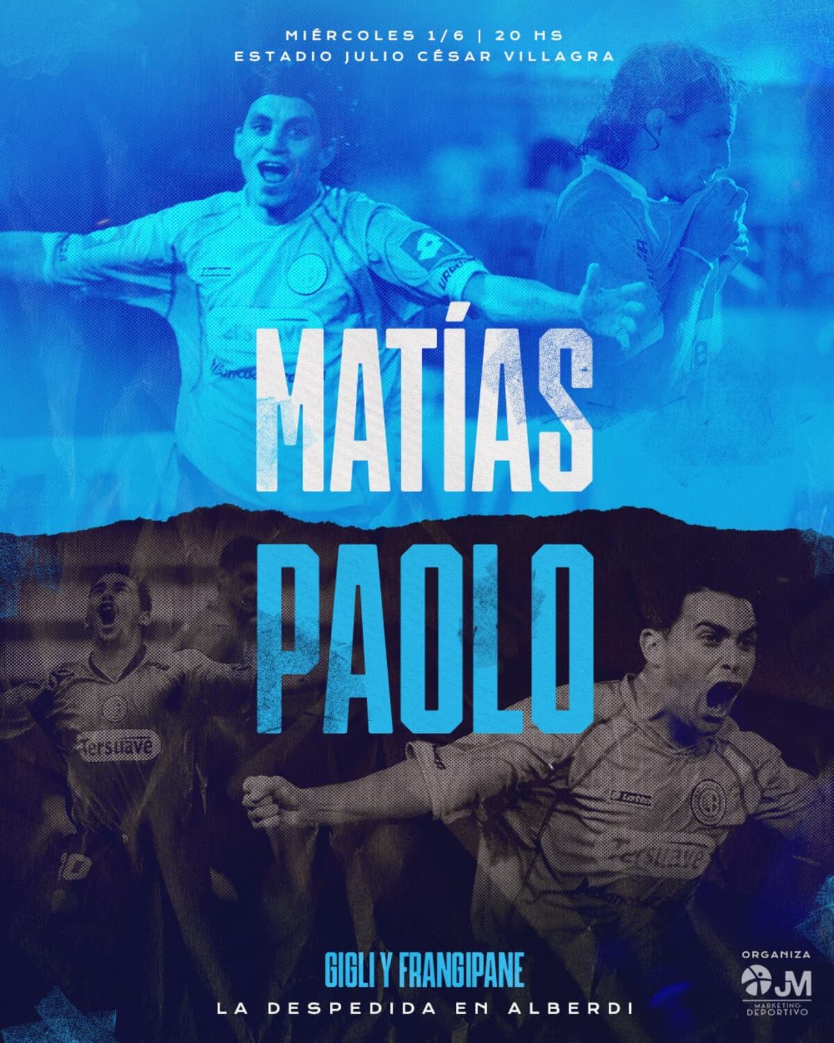 La presentación del partido homenaje para Paolo Frangipani y Matías Gigli. (Prensa Belgrano)