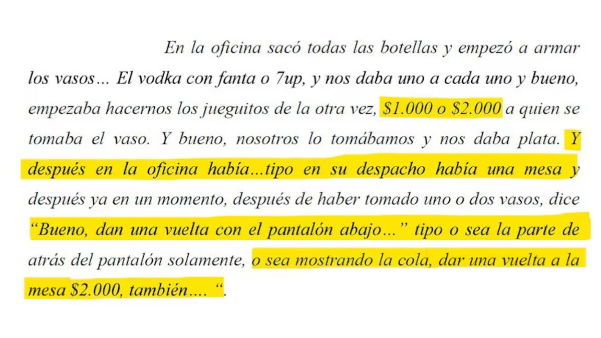 Trascripción del relato de una de las presuntas víctimas del empresario Marcelo Porcel.
