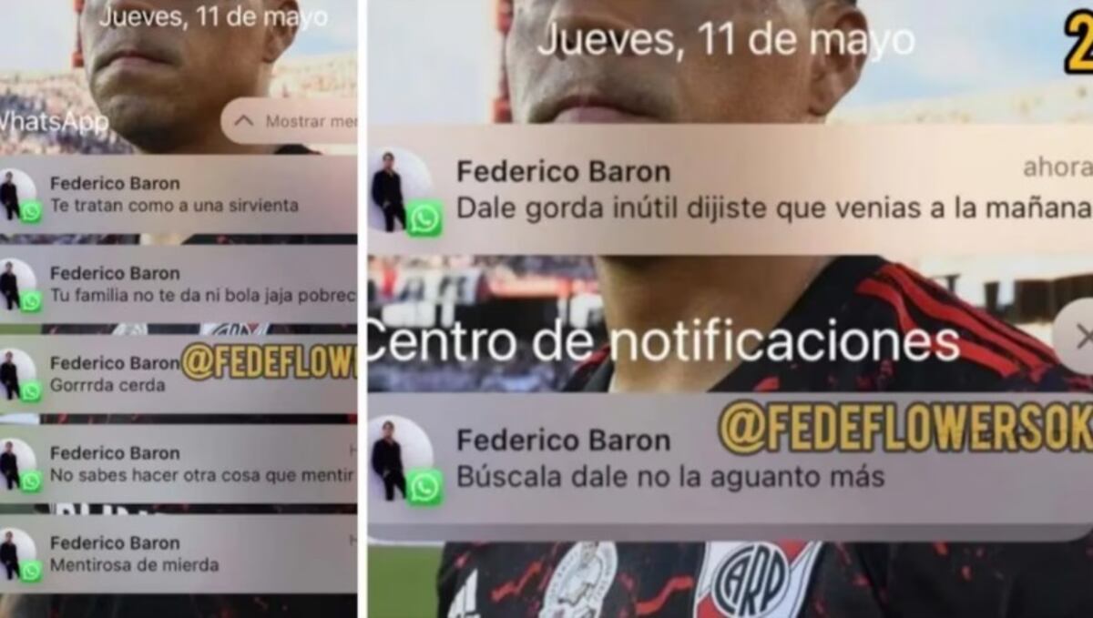 Los chats de Federico Barón con su expareja (Captura de pantalla de Fede Flowers)