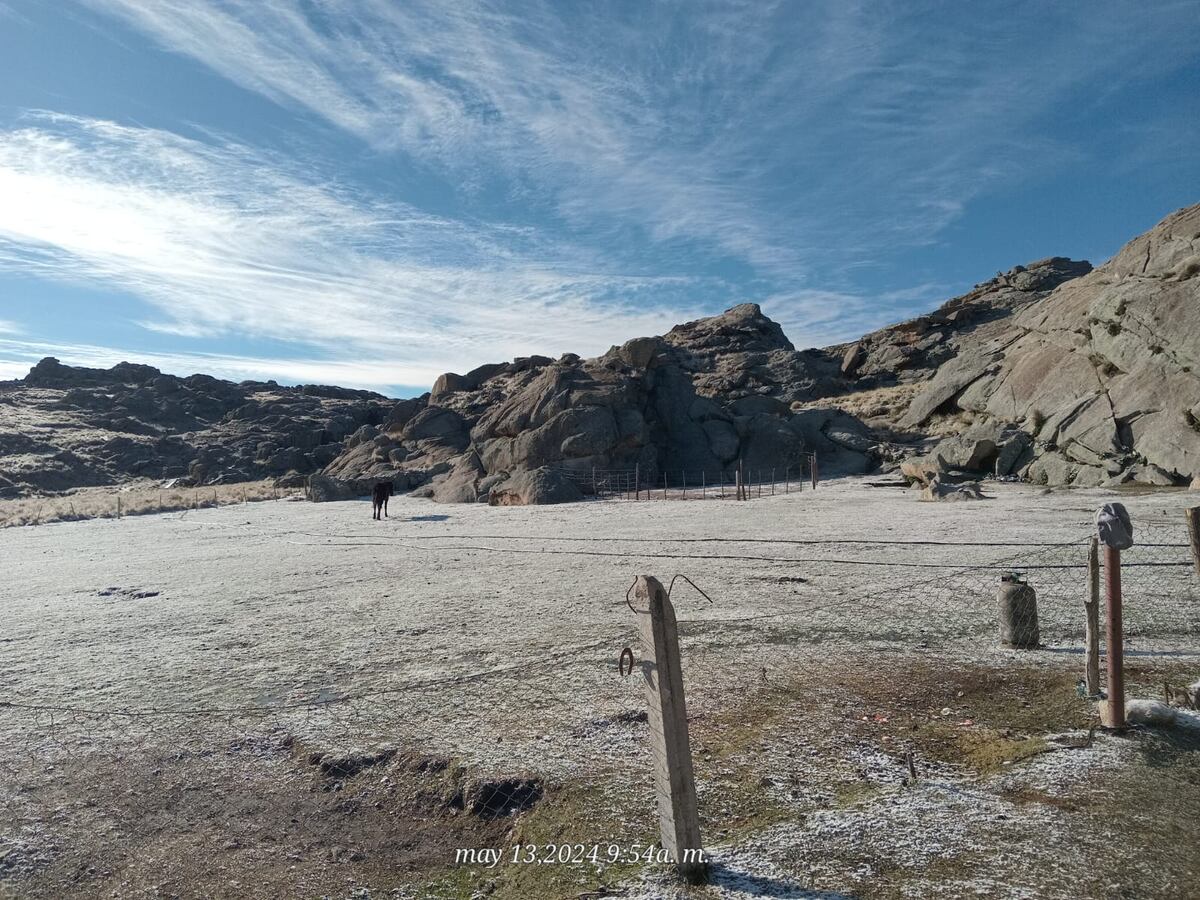 Nieve en el Champaquí este lunes. (Gentileza