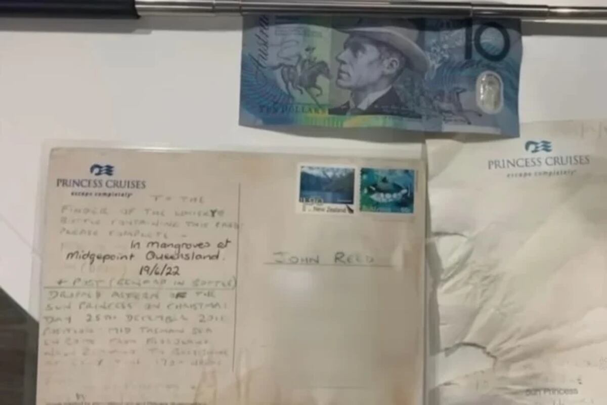 Viral. La carta escrita en 2011, en un crucero que viajaba por el mar de Tasmania. (7News Australia)