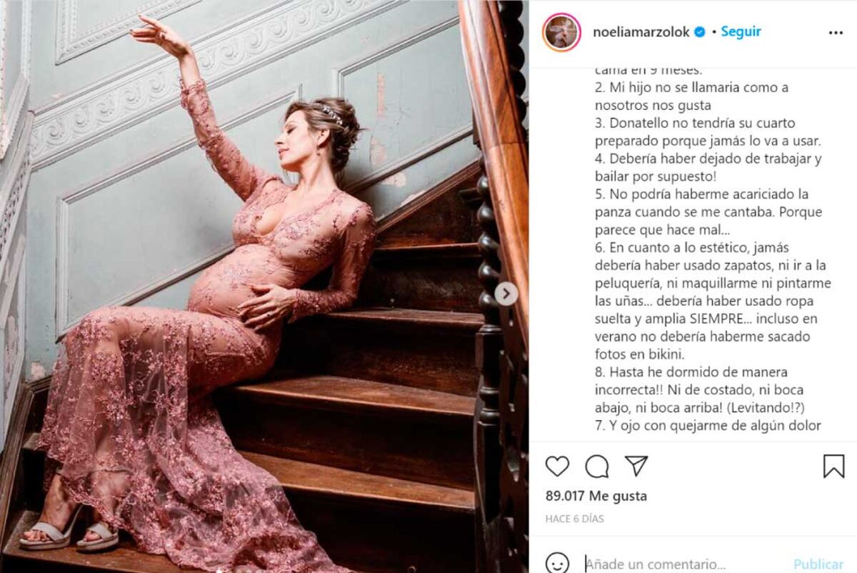 Marzol y una reflexión sobre el embarazo en redes. (Instagram Noelia Marzol)