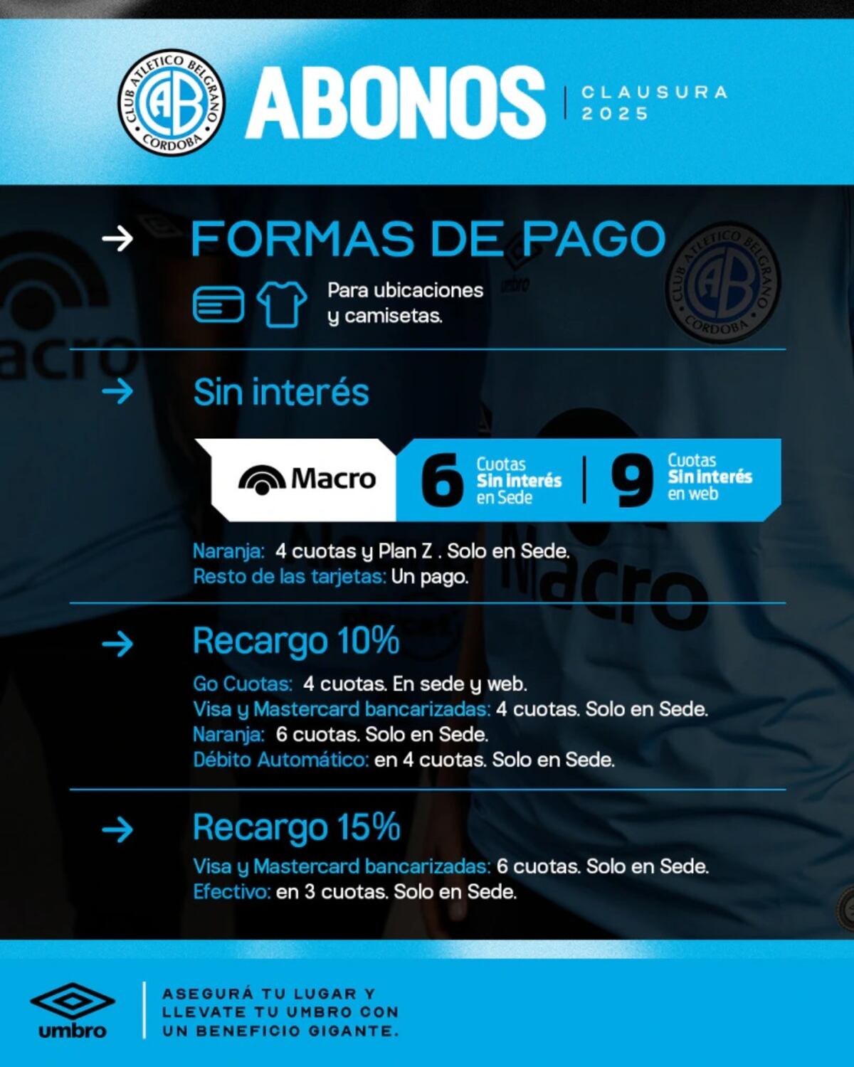 Belgrano informó los medios de pago para la campaña de socios. (Prensa Belgrano)