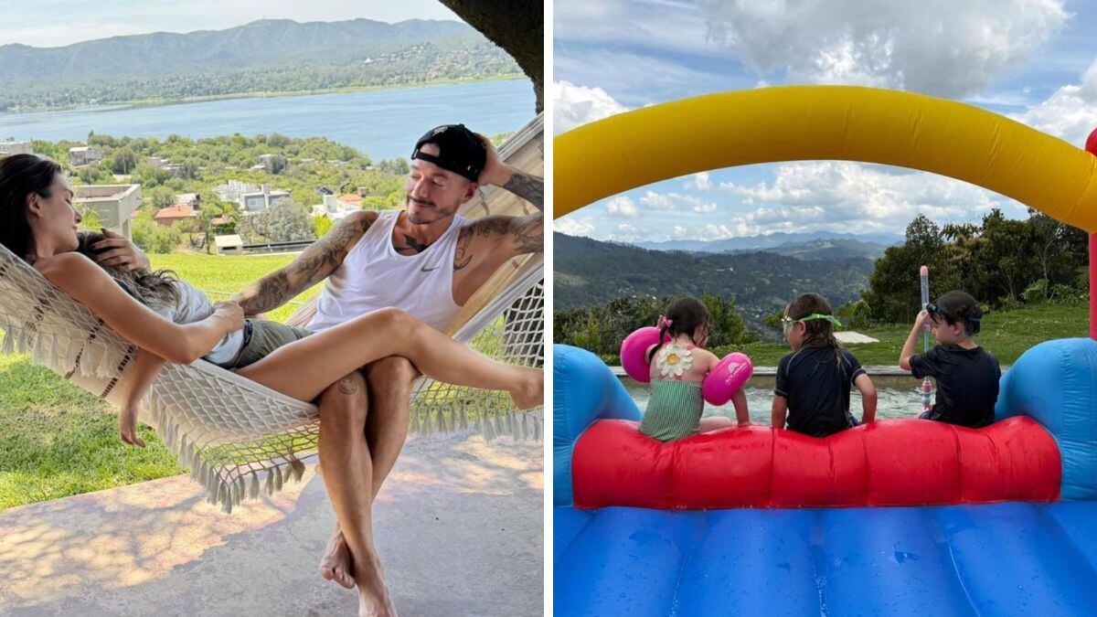 La pareja disfruta de la calma y el relax de Carlos Paz, con familia y amigos.