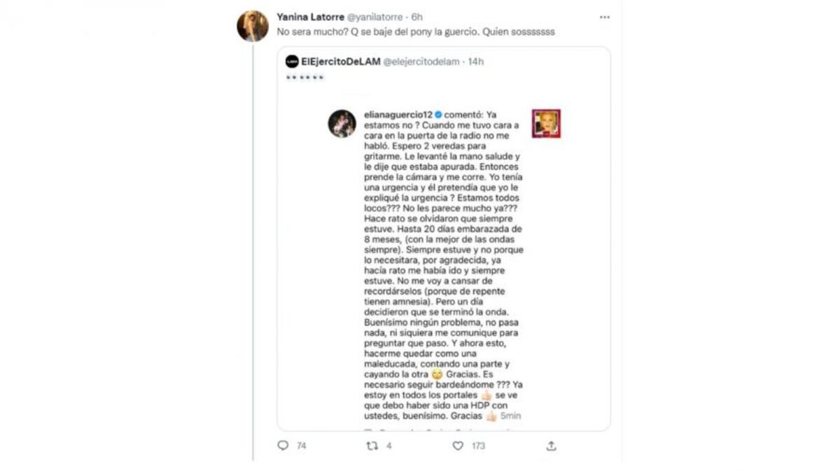 Los filosos intercambios tuiteros entre Eliana Guercio y Yanina Latorre.