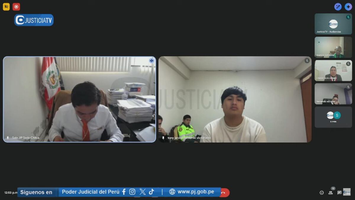 La declaración de "Pequeño J" por videollamada. (Captura)