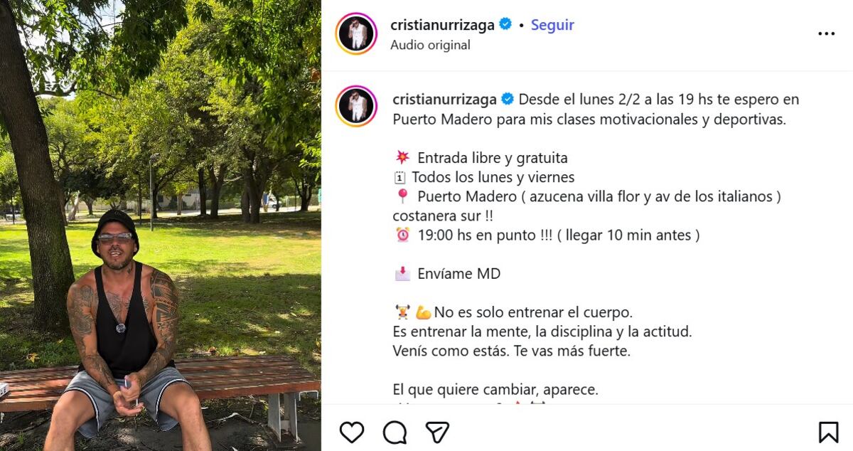Cristian U armó su propio plan de entrenamiento gratuito