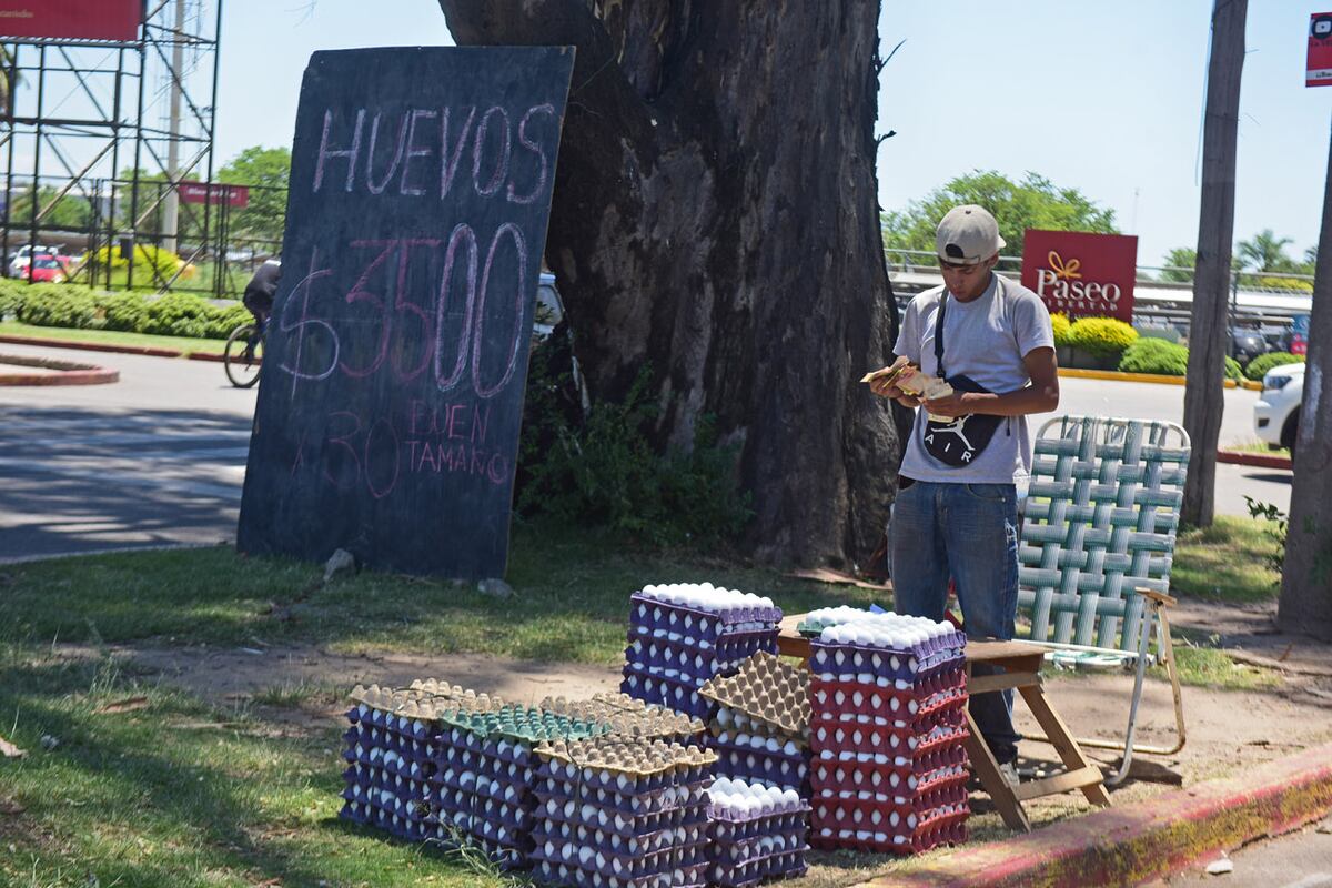 Récord de consumo de huevos. Venta en un puesto ambulante de avenida Cardeñosa. (Jorge Peñaranda / La Voz)