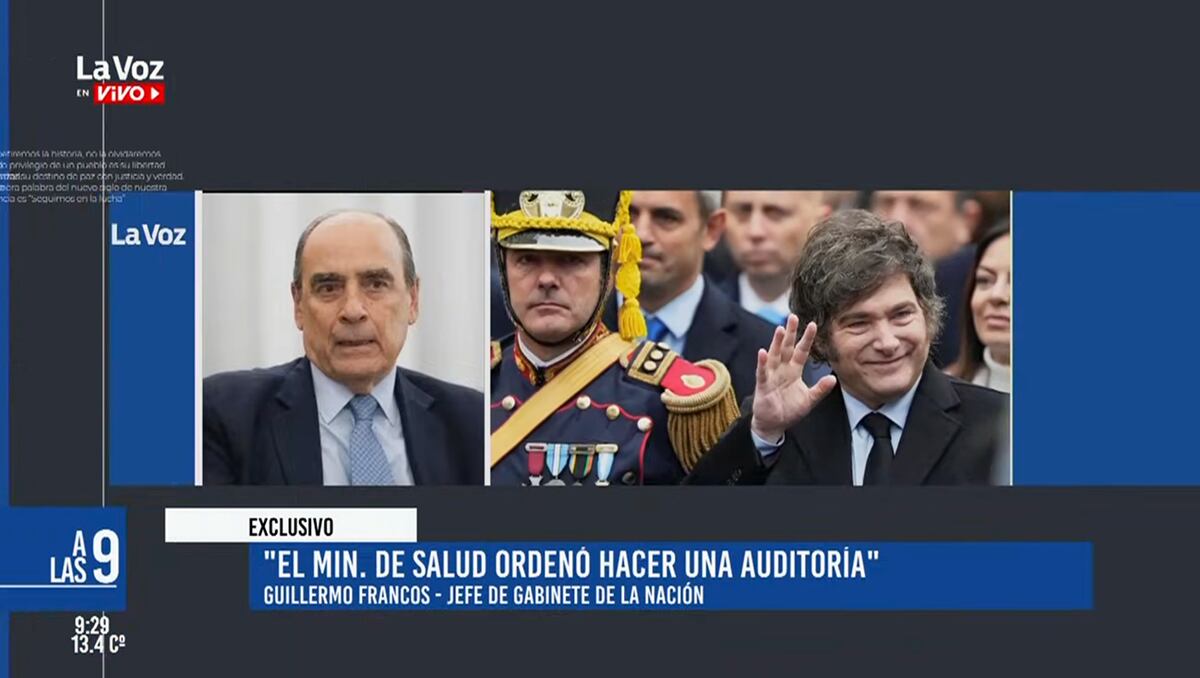 Guillermo Francos, Jefe de Gabinete de la Nación, en comunicación con La Voz en Vivo. (Captura)