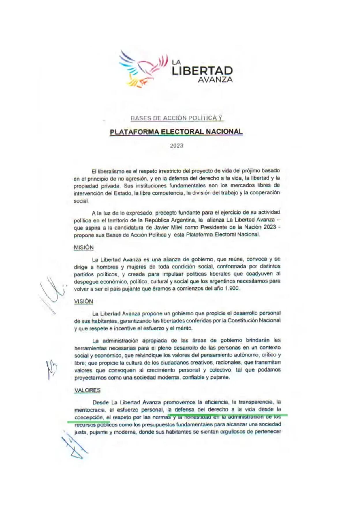 La plataforma de Libertad Avanza, las propuestas de Javier Milei.