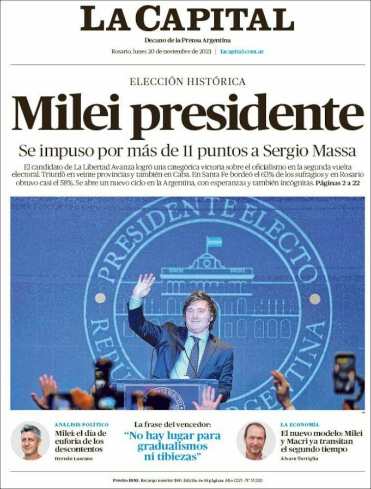 Las tapas de diarios argentinos y del mundo por el triunfo de Milei.