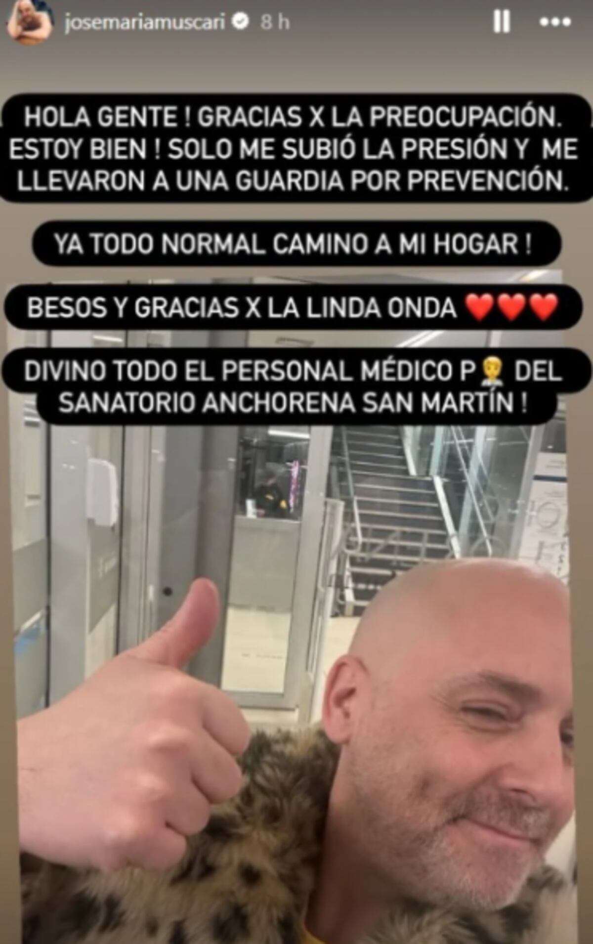 Cómo está de salud José María Muscari.