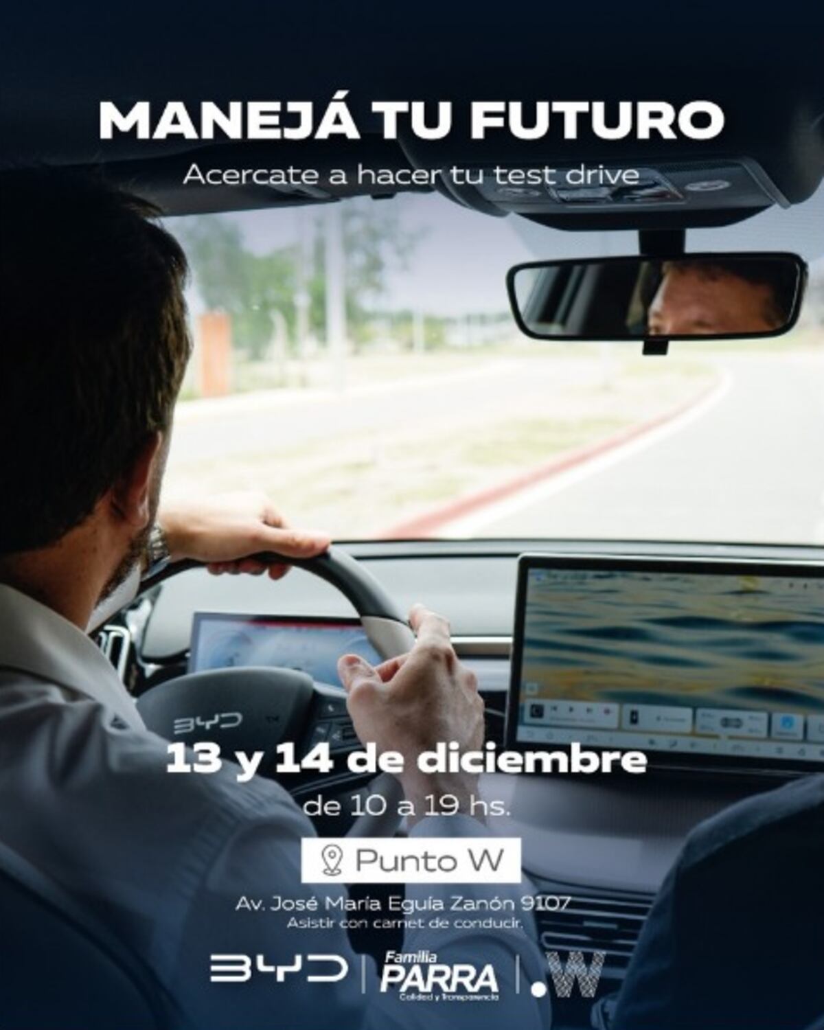 Este sábado y domingo viví la experiencia BYD en Punto W, de 10 a 19 hs, vas a poder disfrutar del test drive de sus modelos eléctricos.
