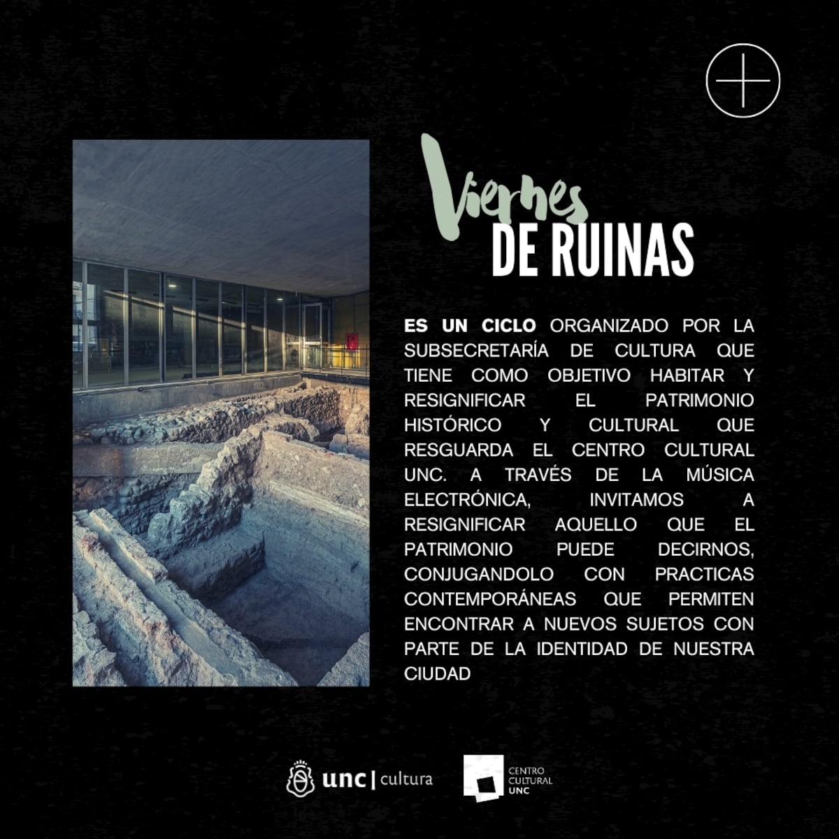 El programa del Viernes de Ruinas en el Centro Cultural de la UNC. (Prensa Centro Cultural)