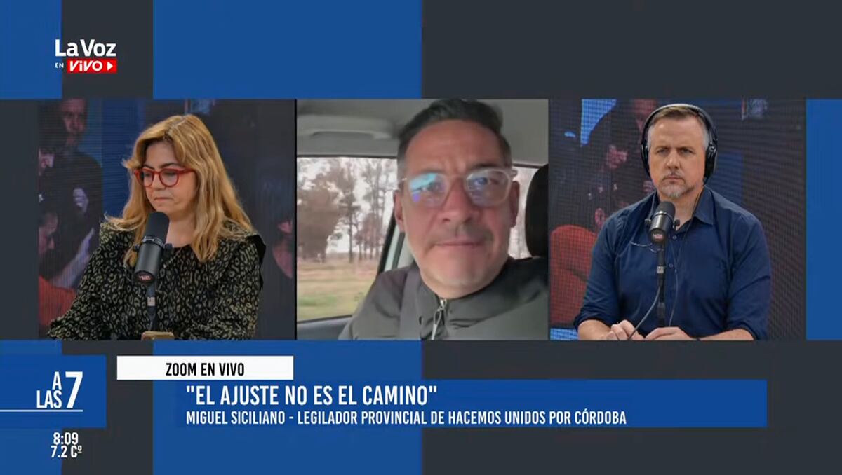 Miguel Siciliano, legislador provincial de Hacemos Unidos por Córdoba, en comunicación con La Voz en Vivo. (Captura)